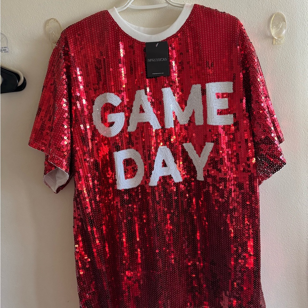 Impressions Sparkling Red Sequin Top